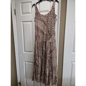 Jones NY Maxi Dress Animal Print BOHO Chiffon Tiered Size 14